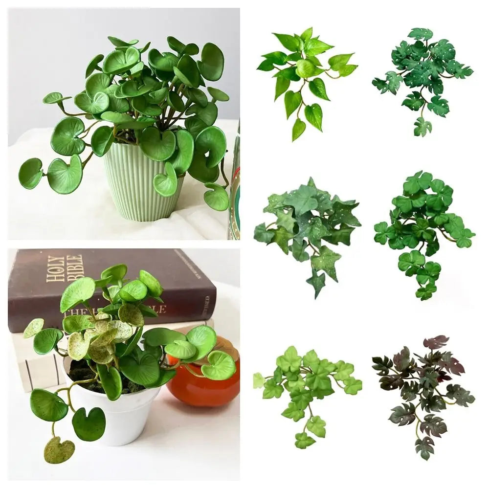 Soft Glue Artificial Plant EVA Green Faux Copper Coin Grass Garden Decoration Home Office Succulent Plants Leaves Home Office