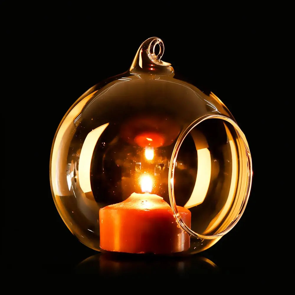 Hanging Glass Ball DIY Bauble Plant Pot Clear Glass Tea Light LED Candle Holder Fillable Bauble Tabletop Vases Decoration Crafts