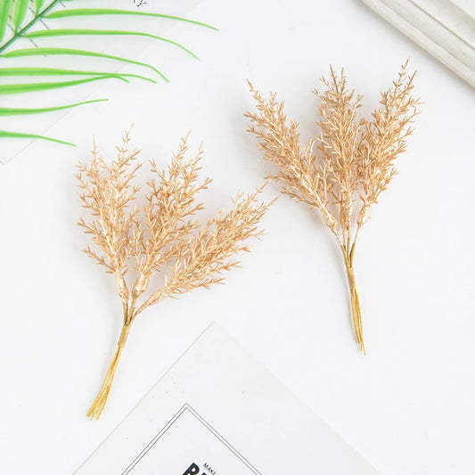 Artificial Plants Autumn Golden Silvery Fake Branch For Festival Tree Wreath Home Accessories Wedding Archway Decor Scrapbook