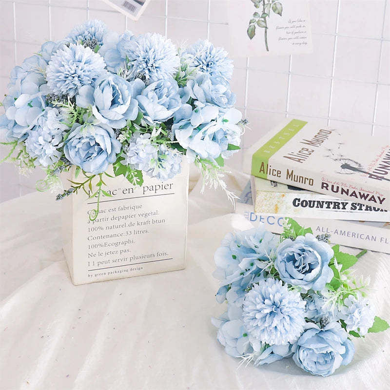 Beautiful Artificial Flowers Silk Peony For Vase Bride Bouquet Wedding Home Room Table Decoration Fake Floral Hydrangea Gifts
