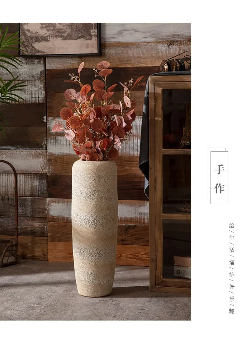 Creative Korean Rustic-Inspired New Chinese Simple Ceramic Vase - Perfect Tabletop/Hotel Decor, Elevate Room & Chambre Ambiance