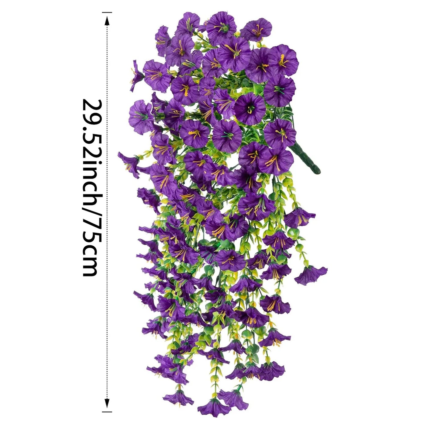 2pcs Artificial Flowers Fake Morning Glory Flowers Eucalyptus Leaves Hanging Flowers For Outdoor Party Wedding Garden Decoration