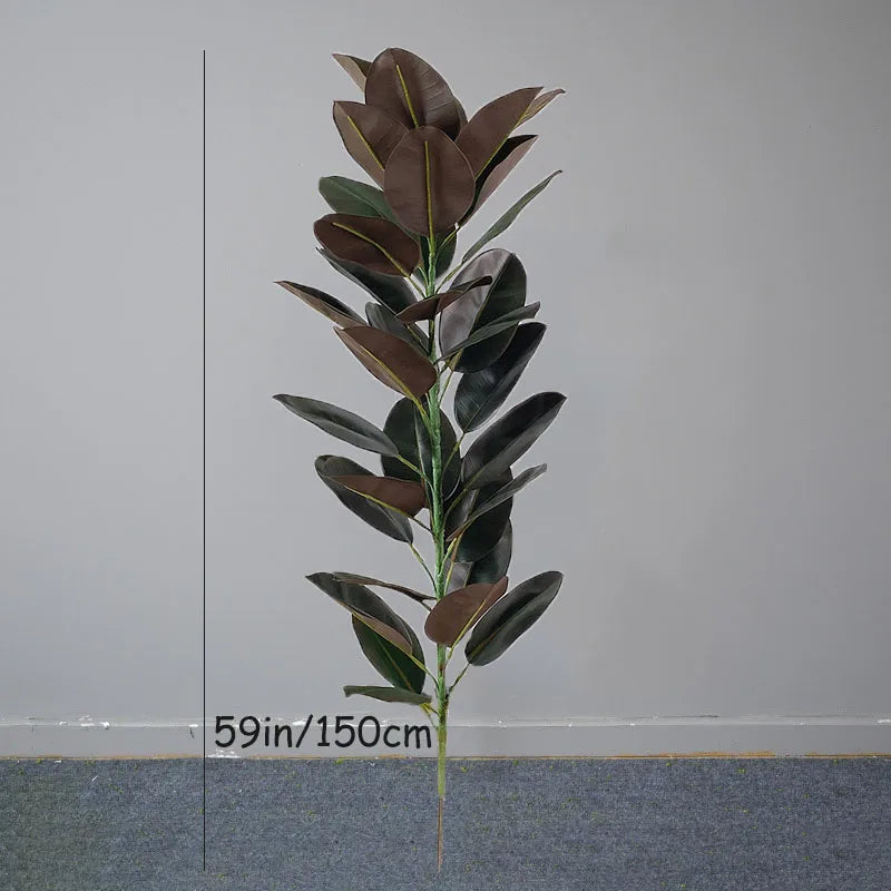 13-70in Large Ficus Tree Artificial Rubber Tree Plastic Banyan Plants Real Touch Banyan Leaves For Home Garden Shop Office Decor