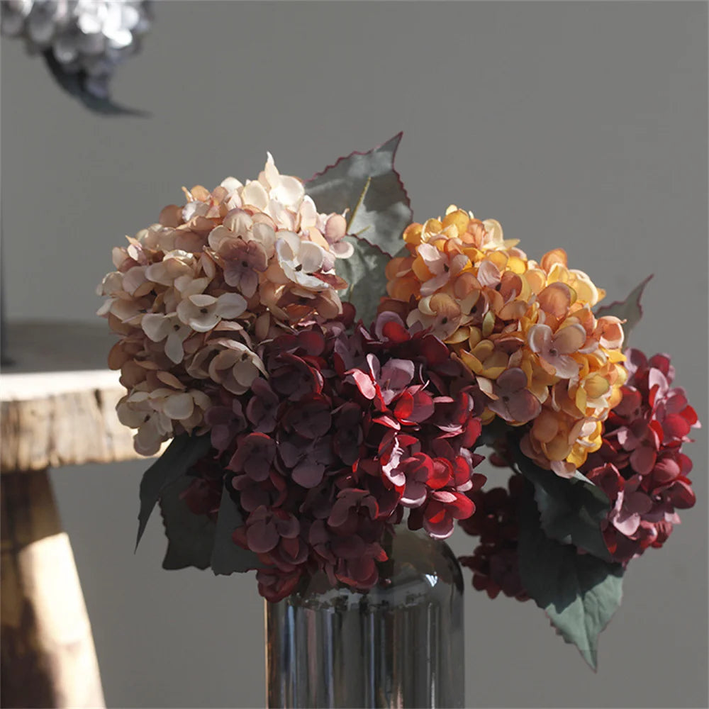 Silk Hydrangea Artificial Flowers Vase for Home Decoration Accessories Wedding Decorative Fake Plants Christmas Garland Material