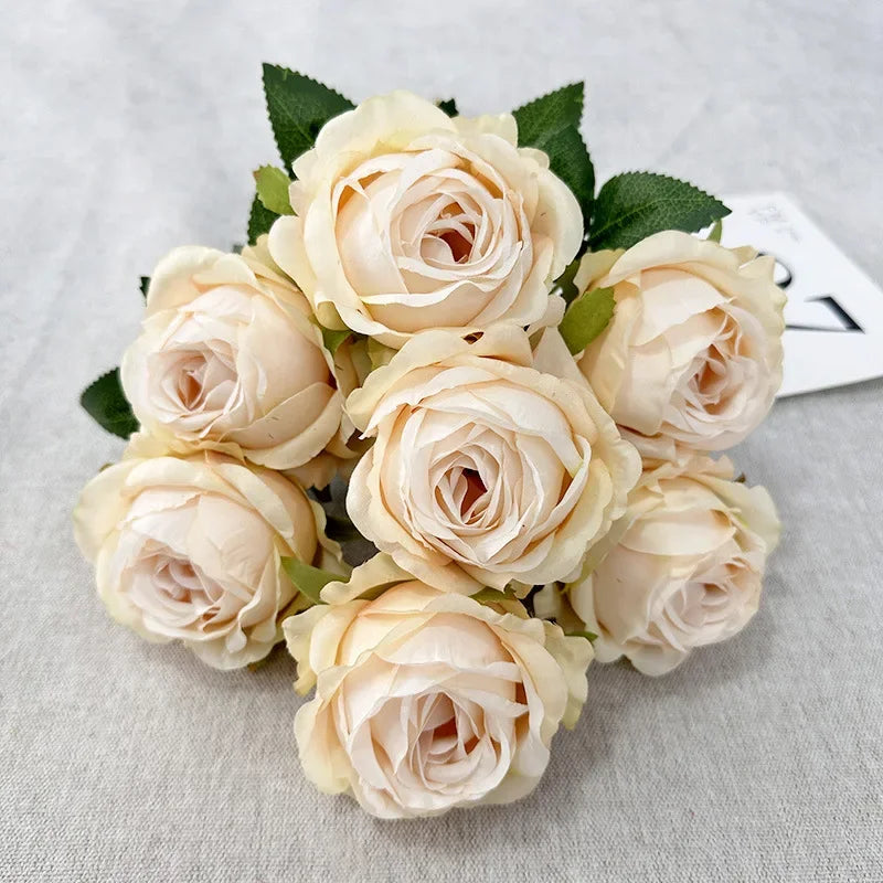43CM7 Head Pearl Rose Artificial Flower Wedding Road Guide Bouquet Flower Arrangement Valentine's Day Decoration Home Ornament