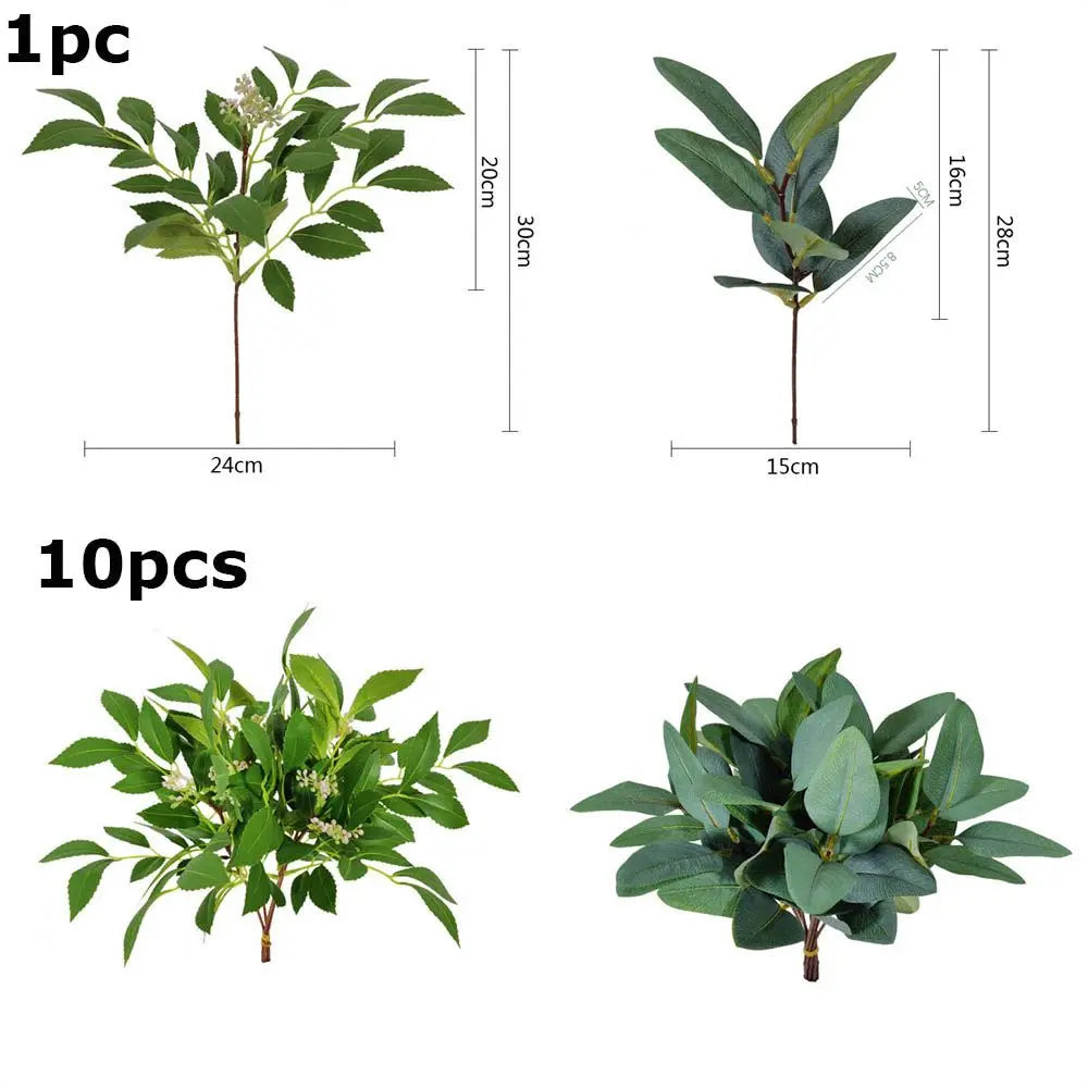 1/10PCS Artificial Plant Eucalyptus Leaves Greenery Stems With Flower Fake Plants Gift Home Decor Wedding Party Wedding Ornament