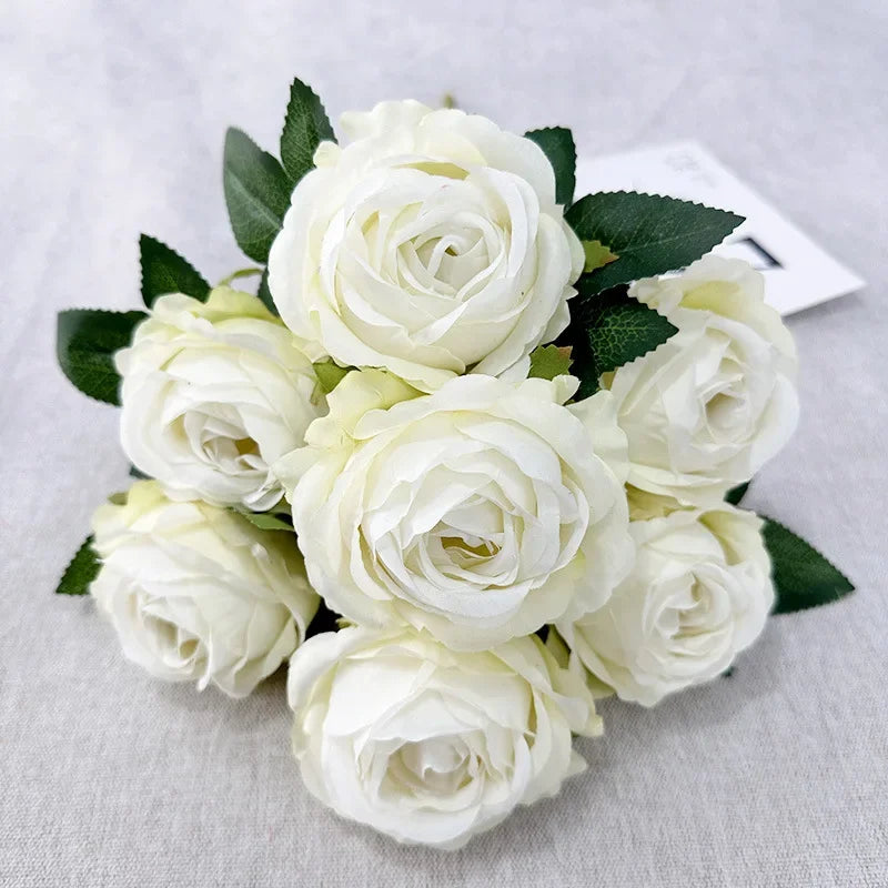 43CM7 Head Pearl Rose Artificial Flower Wedding Road Guide Bouquet Flower Arrangement Valentine's Day Decoration Home Ornament