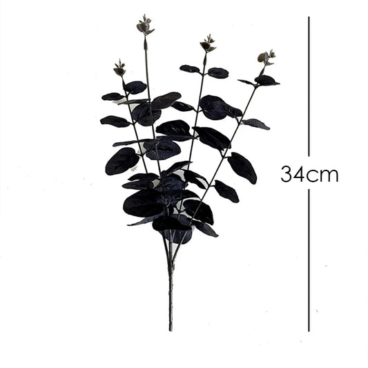 1-10pcs Black Eucalyptus Leaf Artificial Plants Diy Christmas Fake Plant Flower Bouquet Ornament Home Garden Party Wedding Decor