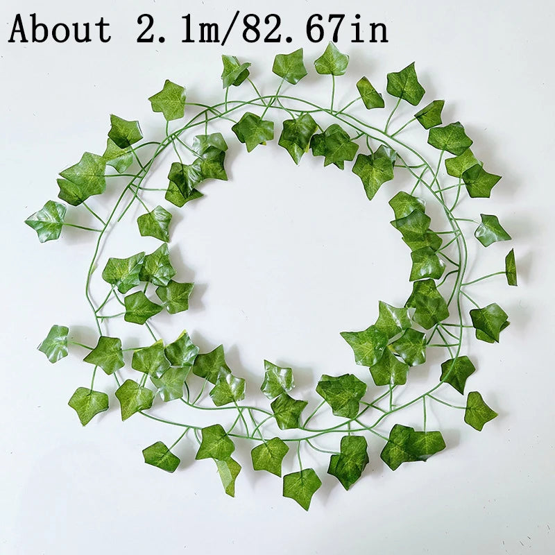 2.1M Artificial Green Ivy Leaf  Vine Hanging Crawling DIY Fake Flowers Plants for Garden Wedding Party  Home Decors