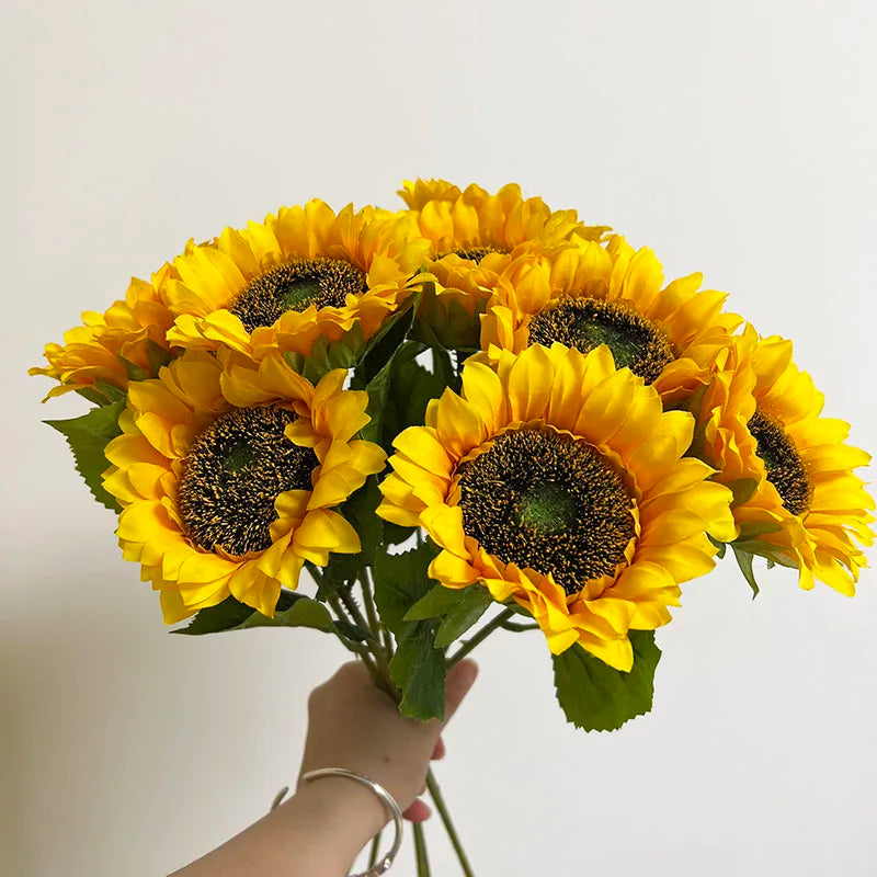 3/5/10pcs Sunflower Decoration Artificial Sunflower Flower Realistic Silk Daisies for Home Flower Arrangement Wedding Party