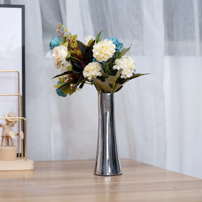 Stainless Steel Silver Metal Small Vase - Simple, Light Luxury Dry Flowers/Simulated Flowers Modern Home Decoration Ornament