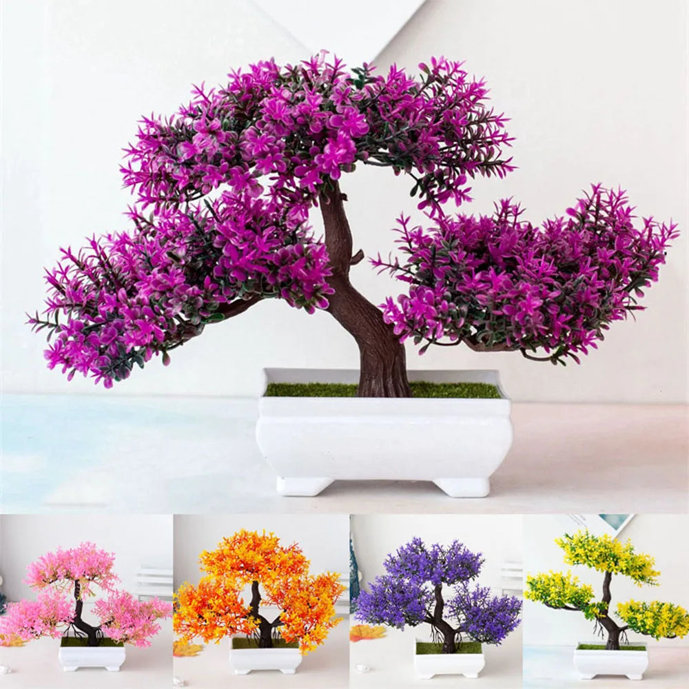 Artificial Plants Bonsai Fake Plant Flowers Potted Ornaments For Table Home Hotel Room  Decoration Garden Decor Small Tree Pot