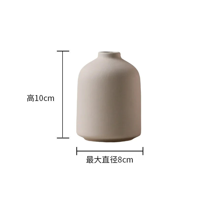 Nordic Simple Plain Ceramic Vase Modern White Beige Dried Flower Bottle Living Room Porch TV Cabinet Art Aesthetic Ornaments