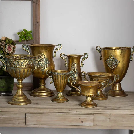 European Golden Retro Iron Vase Flower Arrangement Vessel Decoration Home Room Ornaments Wedding Banquet Table Accessories Items