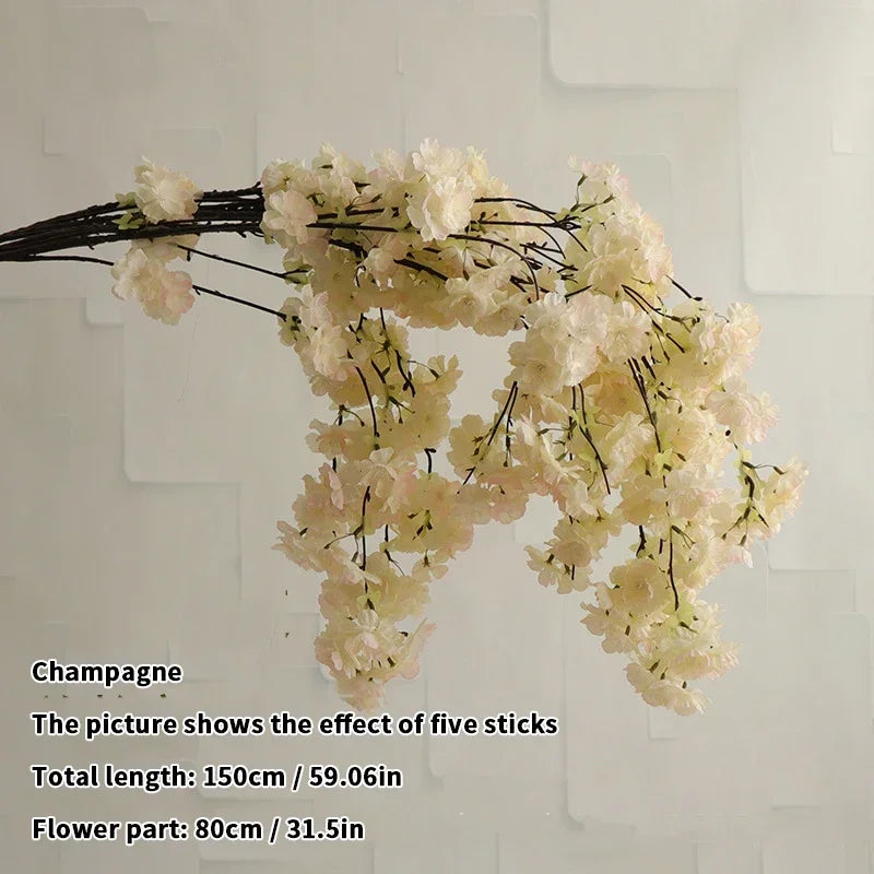 Artificial Cherry Blossom Pink White Cherry Tree Silk Flower Spring Cherry DIY Bonsai Arch Wedding Props Home Decoration