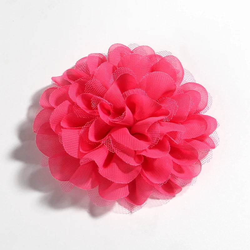 5PCS 4.4"11CM Lace Trim Patch Applique Fabric Artificial Flowers Wedding Dress Chiffon Flower Bride Hair Veil Clothes Decoration
