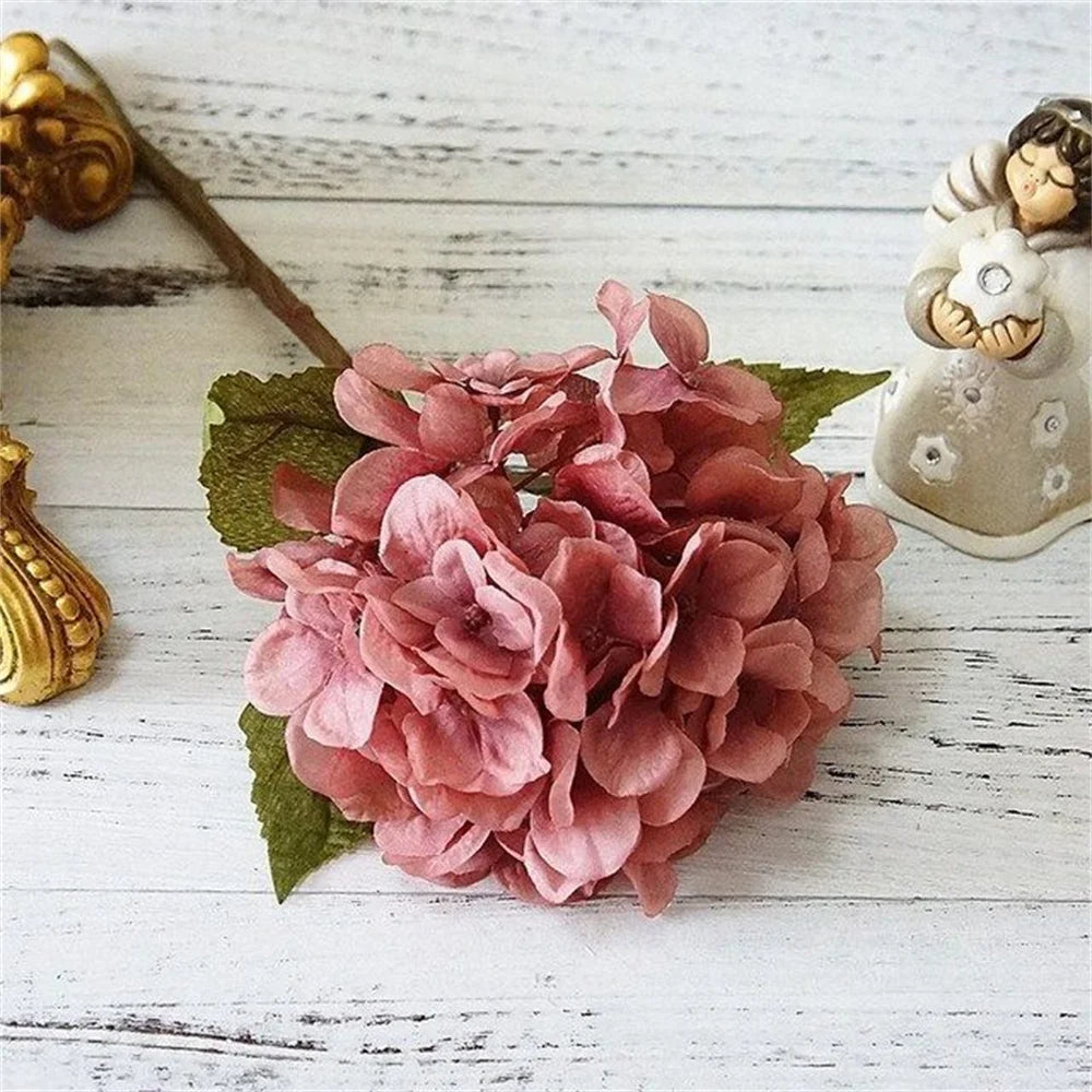 Silk Hydrangea Artificial Flowers Vase for Home Decoration Accessories Wedding Decorative Fake Plants Christmas Garland Material
