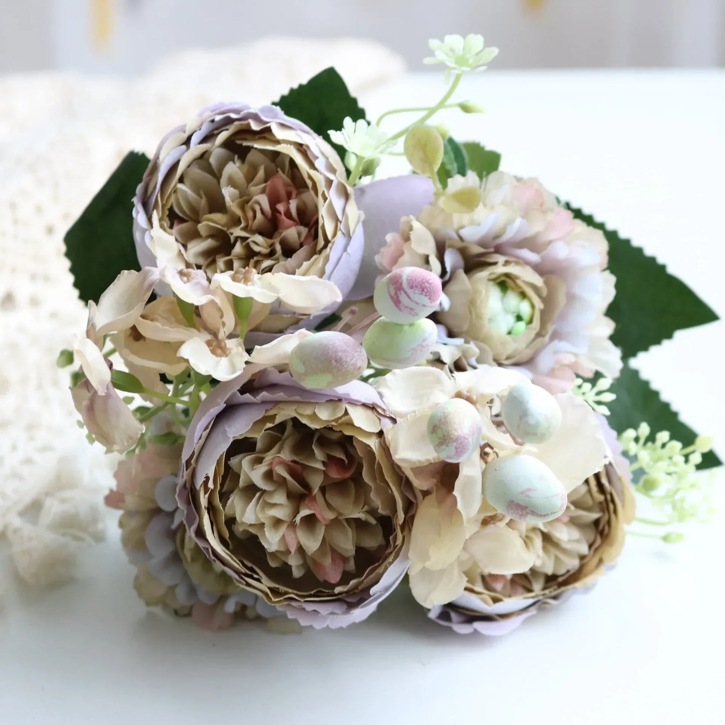 30cm Rose Pink Silk Peony Artificial Flowers Bouquet 5 Big Head an Bud Cheap Fake Flowers for Home Wedding Decoration indoo