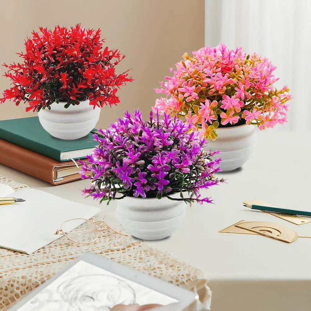 Artificial Plant Bonsai Desktop Small Face Plant Flower Pot Kitchen Bedroom Office Tabletop Decoration Potted Flower Ornament
