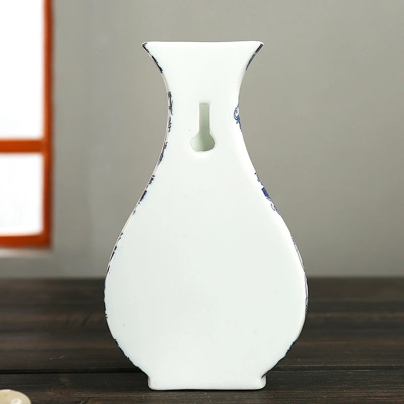 Mini Ceramic Vase Antique Blue And White Porcelain Flower Arrangement Home Living Room Classical Art Decoration Wall Hanging