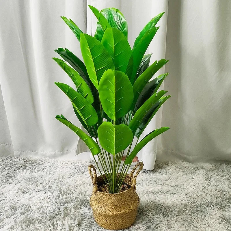 1 pcs Artificial Banana Tree Fake Palm Leaf Monstera Leaf Large Tropical Palm Tree Realistic Green Plant for Home Decoration