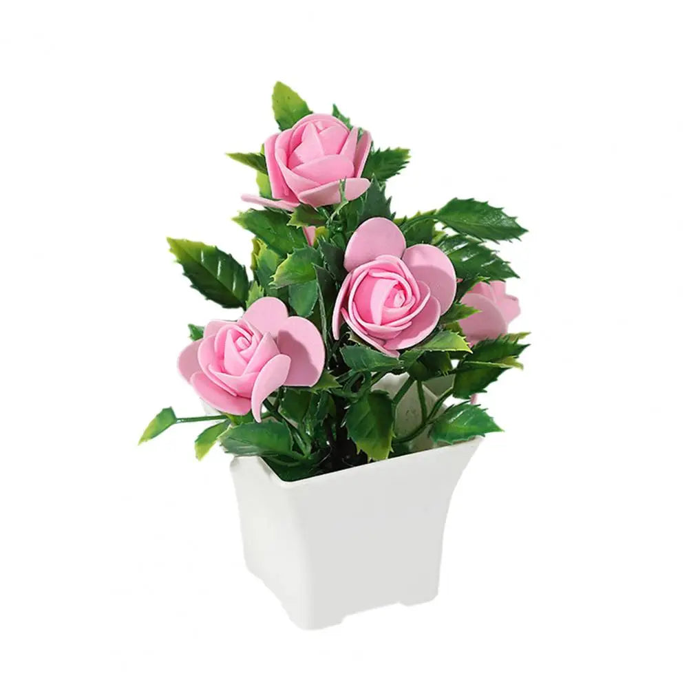 Simulated Potted Plant Vibrant Artificial Rose Bonsai Fake Plant Home Decor Realistic Simulated Flowers for Room Ornament