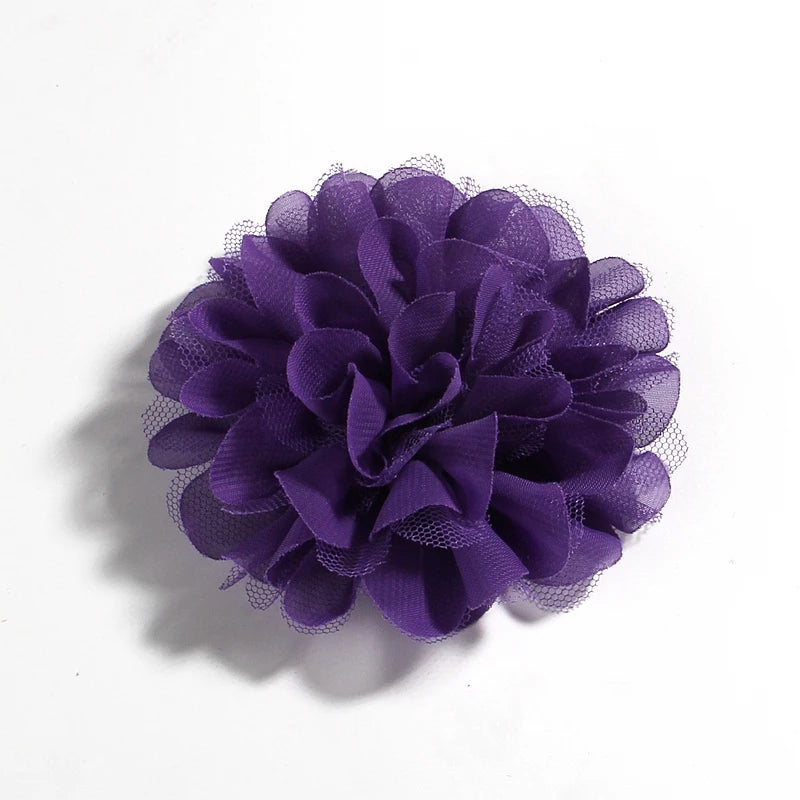 5PCS 4.4"11CM Lace Trim Patch Applique Fabric Artificial Flowers Wedding Dress Chiffon Flower Bride Hair Veil Clothes Decoration