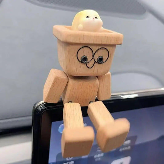 Handmade Wooden Shaking Man Figurine – Car Dashboard & Desk Decoration (1/2/3 Pcs)