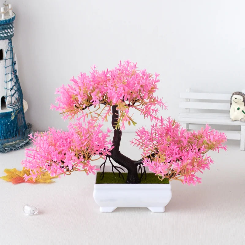1pcs Artificial Plants Bonsai Small Tree Fake Plant Flower Potted Ornaments for Home Hotel Room Table Decoration Garden Decor