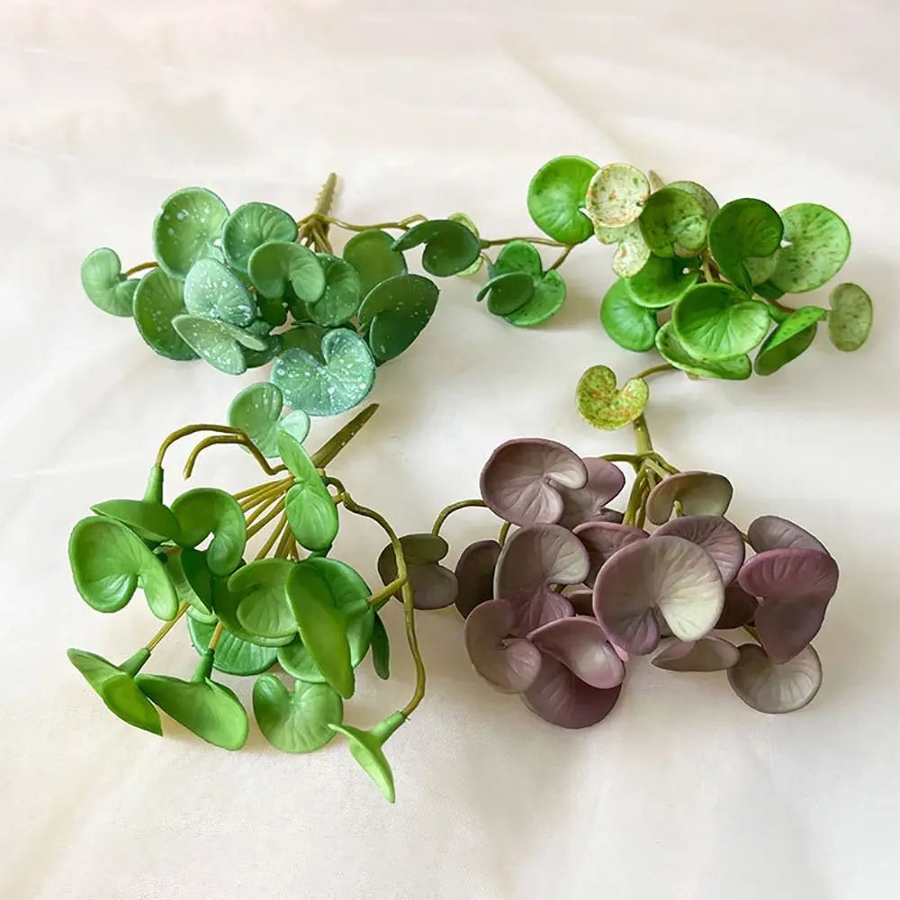 Soft Glue Artificial Plant EVA Green Faux Copper Coin Grass Garden Decoration Home Office Succulent Plants Leaves Home Office