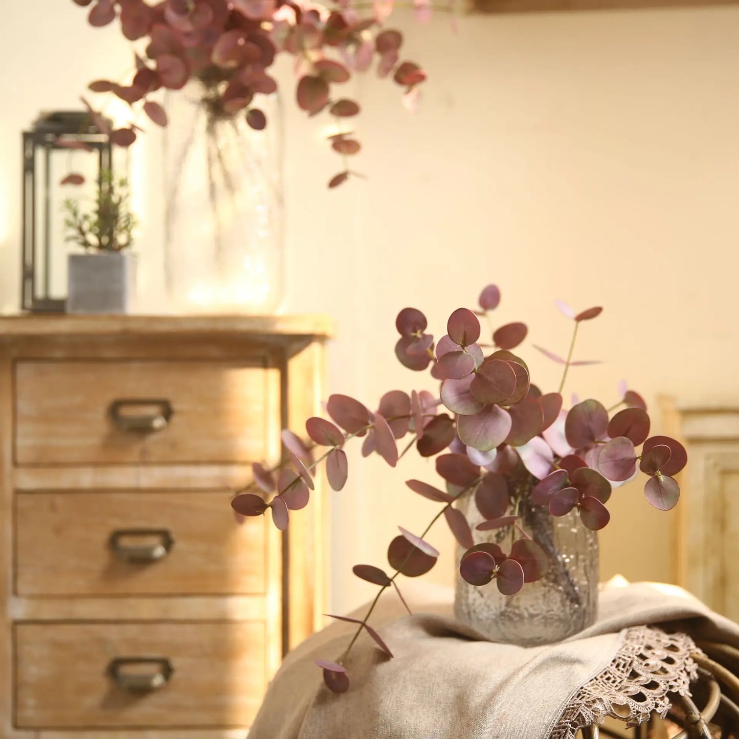 5Pcs Artificial Real Touch Eucalyptus Plant Wedding Decor Bouquet Material Fake Eucalyptus Leaves Home Living Room Decoration