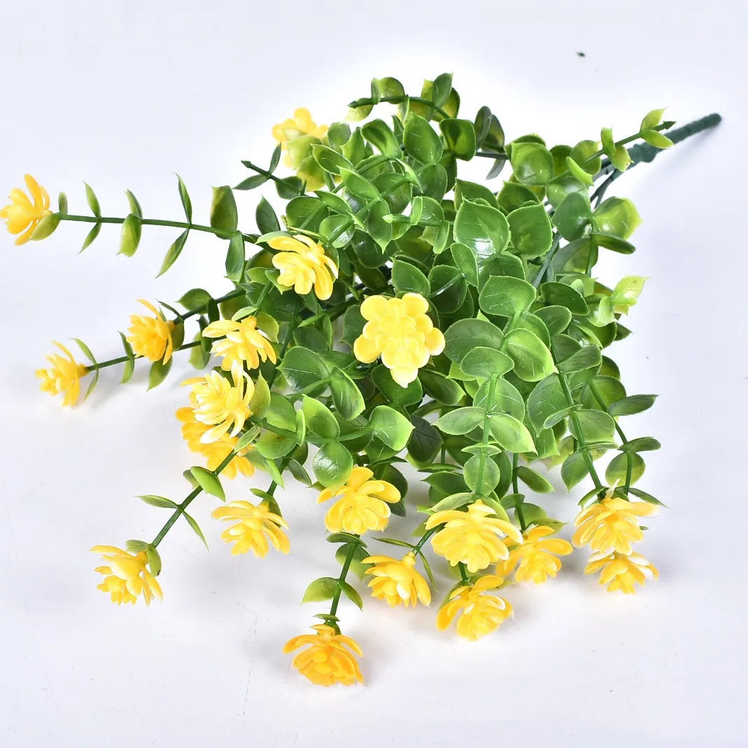 1pcs/lot Artificial Flowers 7-Pronged, 35 Mesh Eucalyptus Plastic Fake Flower Greenery Shrubs Plants Wedding Party Decoration