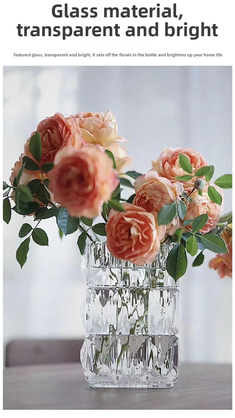 Livetai Modern Minimalist Glass Vase Scandinavian Living Room Transparent Flower Holder Hydroponic Water  Home Decor