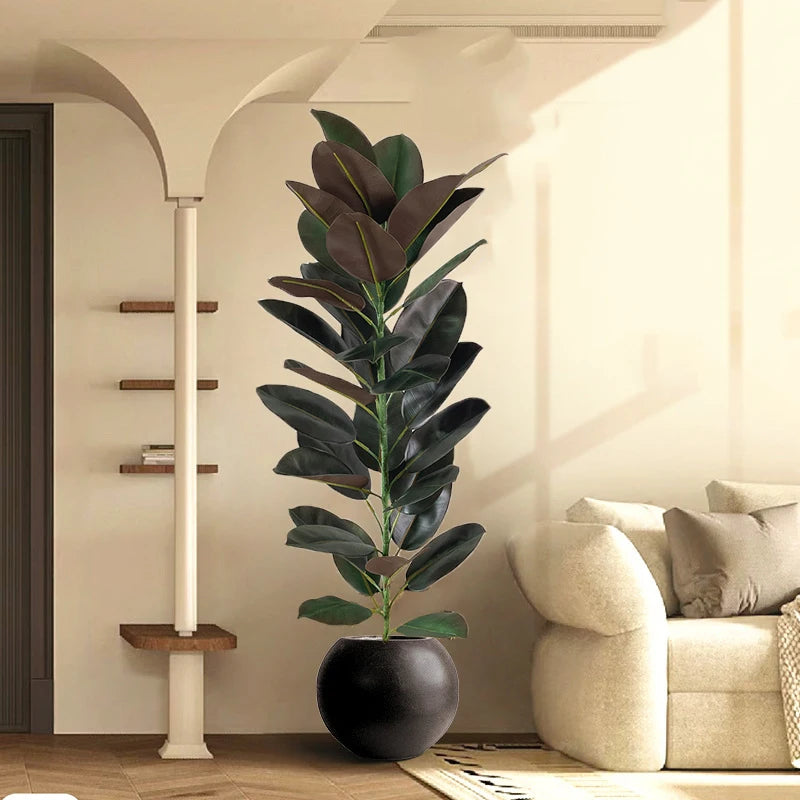13-70in Large Ficus Tree Artificial Rubber Tree Plastic Banyan Plants Real Touch Banyan Leaves For Home Garden Shop Office Decor