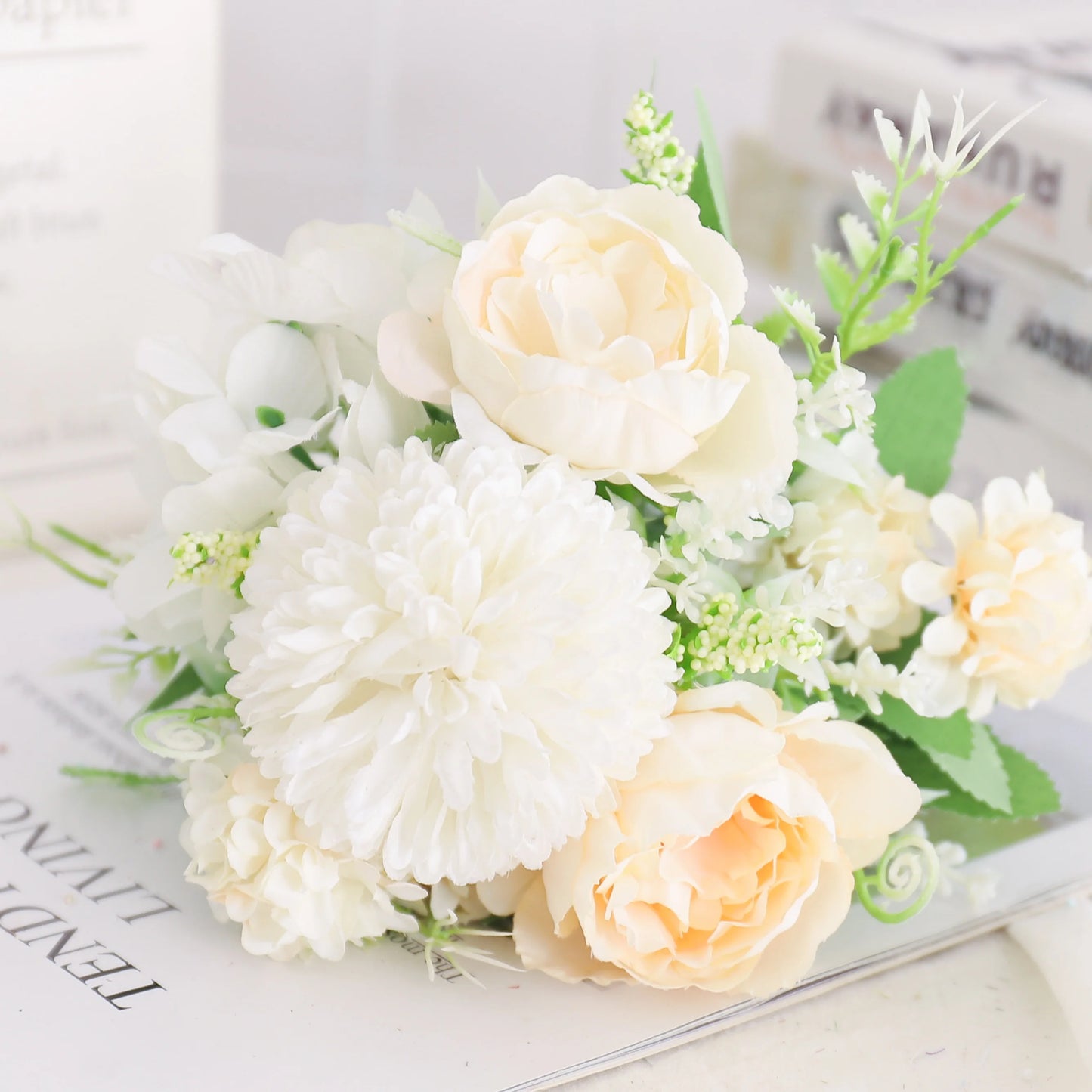 Beautiful Artificial Flowers Silk Peony For Vase Bride Bouquet Wedding Home Room Table Decoration Fake Floral Hydrangea Gifts