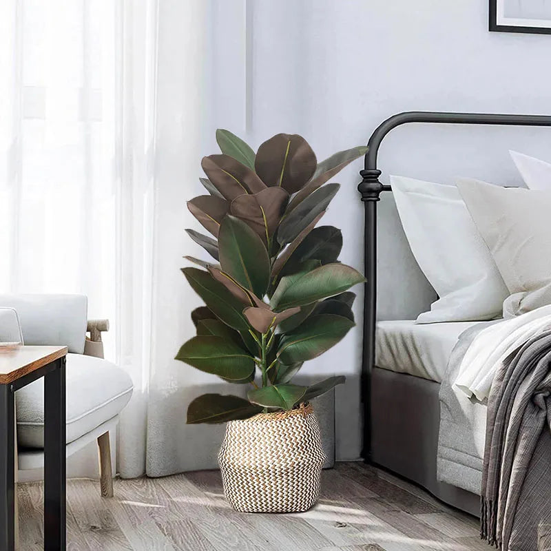 13-70in Large Ficus Tree Artificial Rubber Tree Plastic Banyan Plants Real Touch Banyan Leaves For Home Garden Shop Office Decor