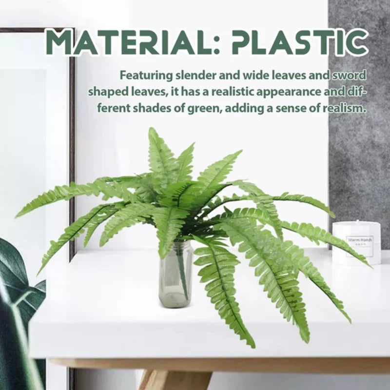 UV Resistant Lifelike Artificial Boston Fern, Artificial Ferns For Outdoors, Faux Ferns Fake Ferns Artificial Plants Durable
