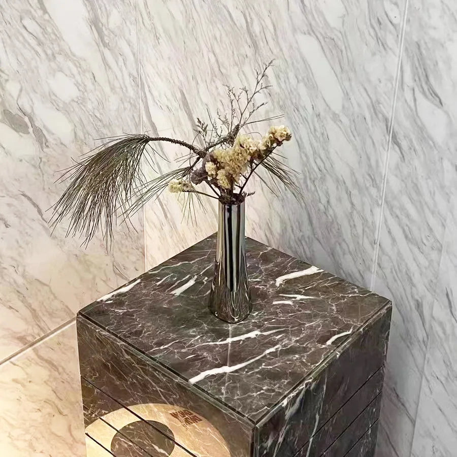 Stainless Steel Silver Metal Small Vase - Simple, Light Luxury Dry Flowers/Simulated Flowers Modern Home Decoration Ornament