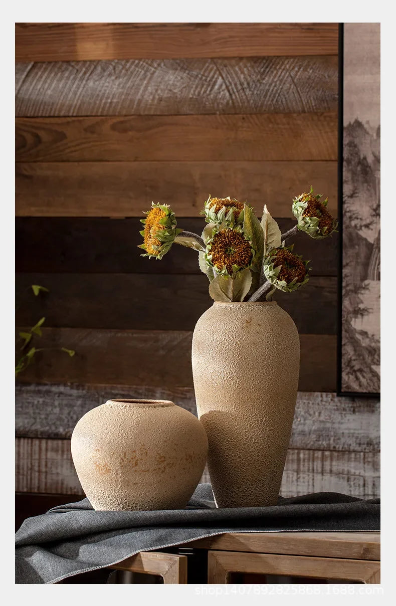 Creative Korean Rustic-Inspired New Chinese Simple Ceramic Vase - Perfect Tabletop/Hotel Decor, Elevate Room & Chambre Ambiance