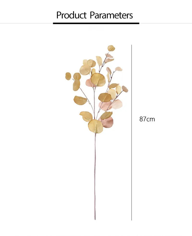 Artificial Plants Long Pole Eucalyptus Leaves Plants Money Leaf Wall Decor Wedding Shooting Prop Home Room Vases Table Diy Decor