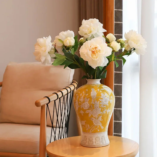 Ceramic vase advanced plum bottle blue and white porcelain living room decoration table light luxury style high-end furnishings