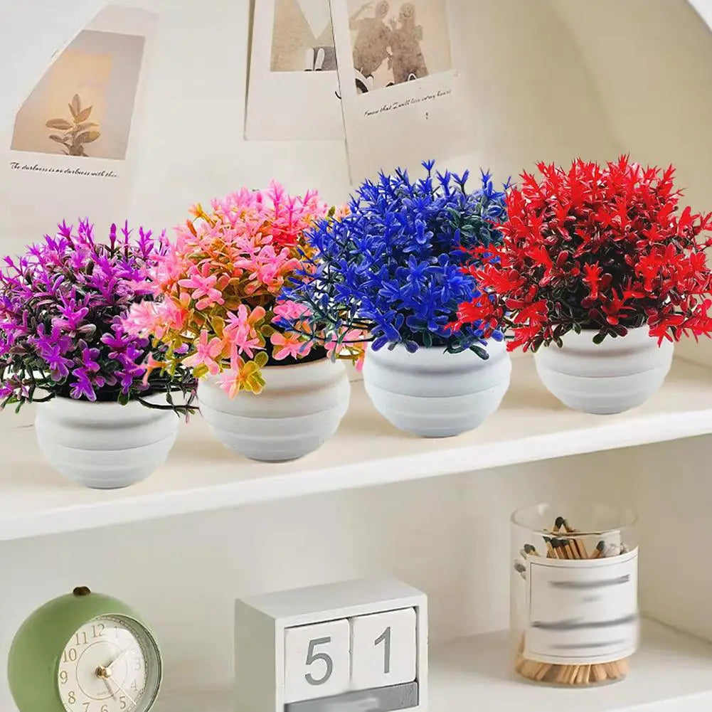 Artificial Plant Bonsai Desktop Small Face Plant Flower Pot Kitchen Bedroom Office Tabletop Decoration Potted Flower Ornament