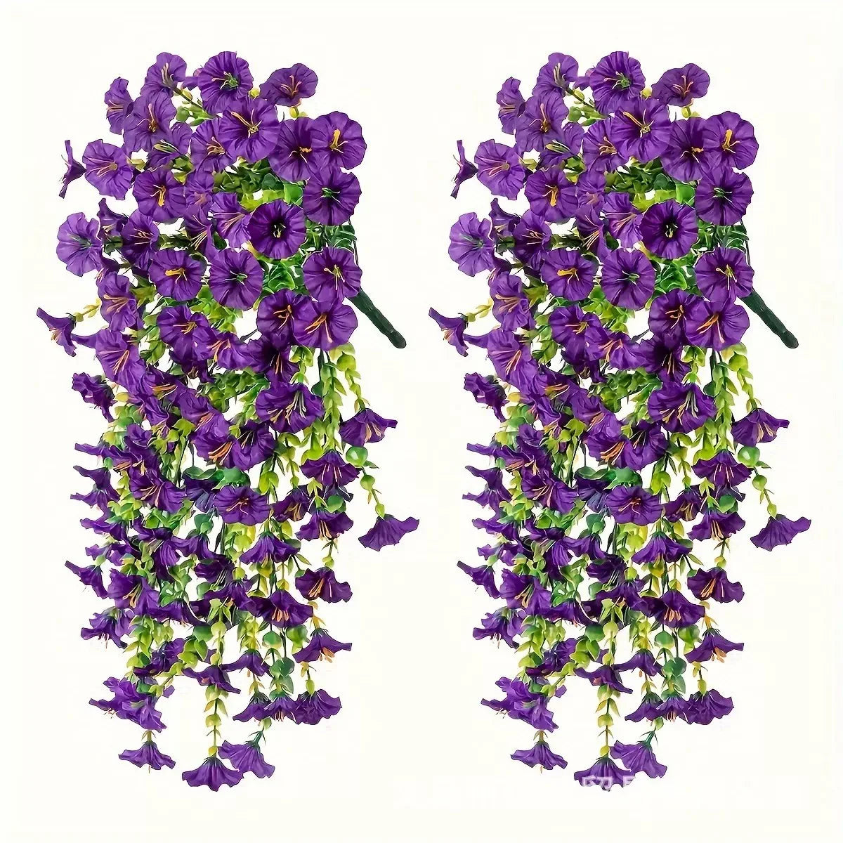 2pcs Artificial Flowers Fake Morning Glory Flowers Eucalyptus Leaves Hanging Flowers For Outdoor Party Wedding Garden Decoration
