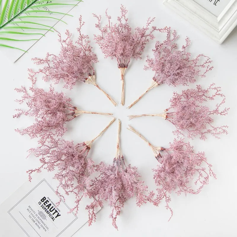 6Pcs Artificial Plant Golden Silvery Fake Branch For Christmas Tree Wreath Accessory Home Balcony Landscape Layout Wedding Decor