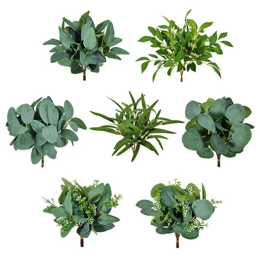 1/10PCS Artificial Plant Eucalyptus Leaves Greenery Stems With Flower Fake Plants Gift Home Decor Wedding Party Wedding Ornament