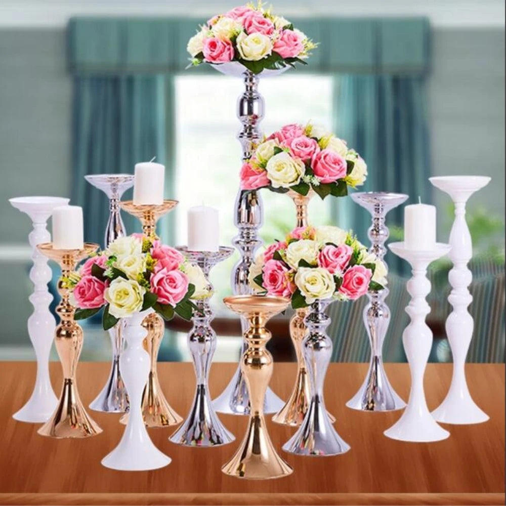 Metal Candle Holders Flowers Vase Candlestick Centerpieces Road Lead Candelabra Centerpieces Wedding porps Christmas decoration