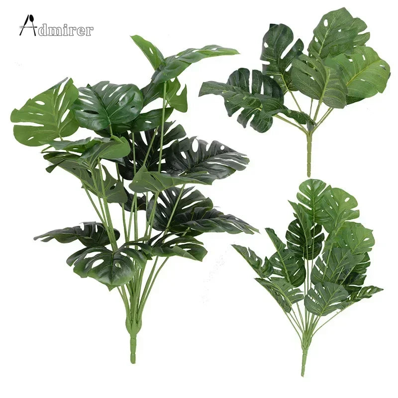 Artificial Plants Green Palm Leaves Monstera Home Garden Living Room Bedroom Balcony Decoration Tropical Plastic Fake Plant Long