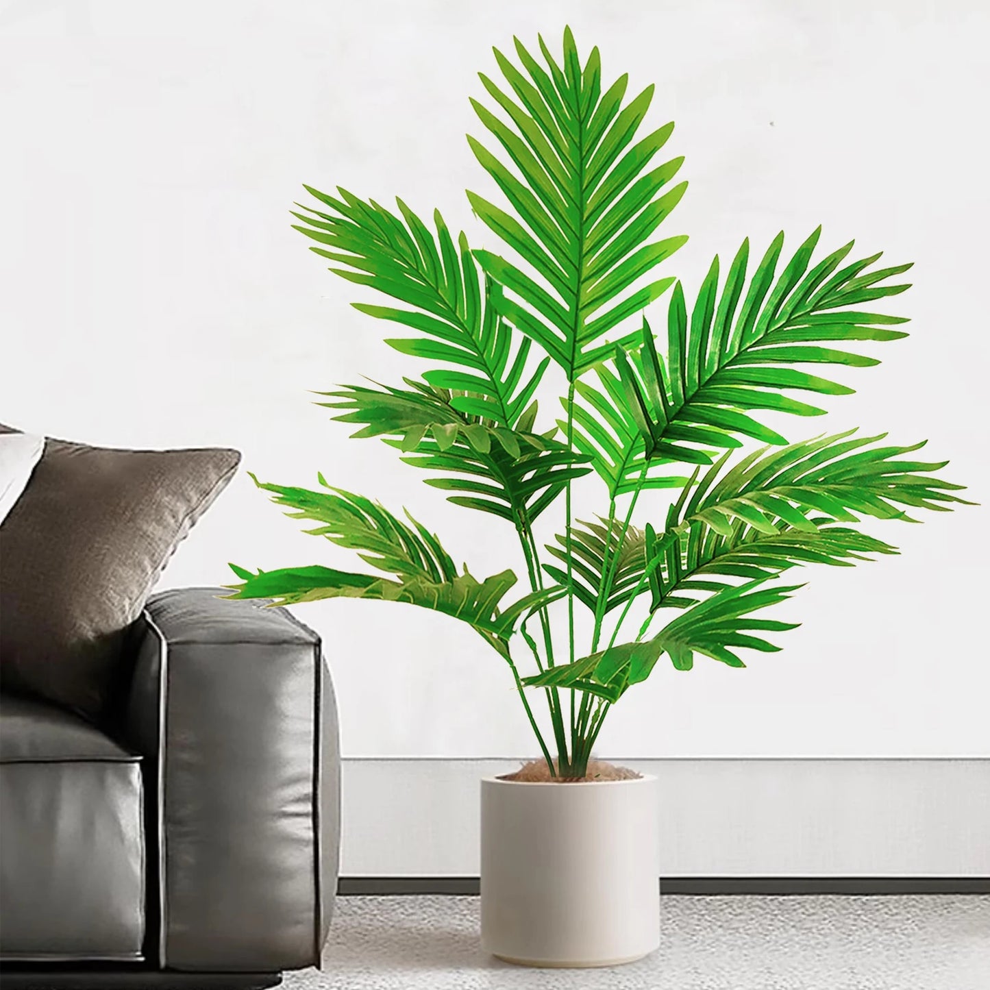 105cm/41.3in Artificial Areca Palm Plant Fake Tropical Leaves Fake Yellow Palm Indoor Home Office Decor