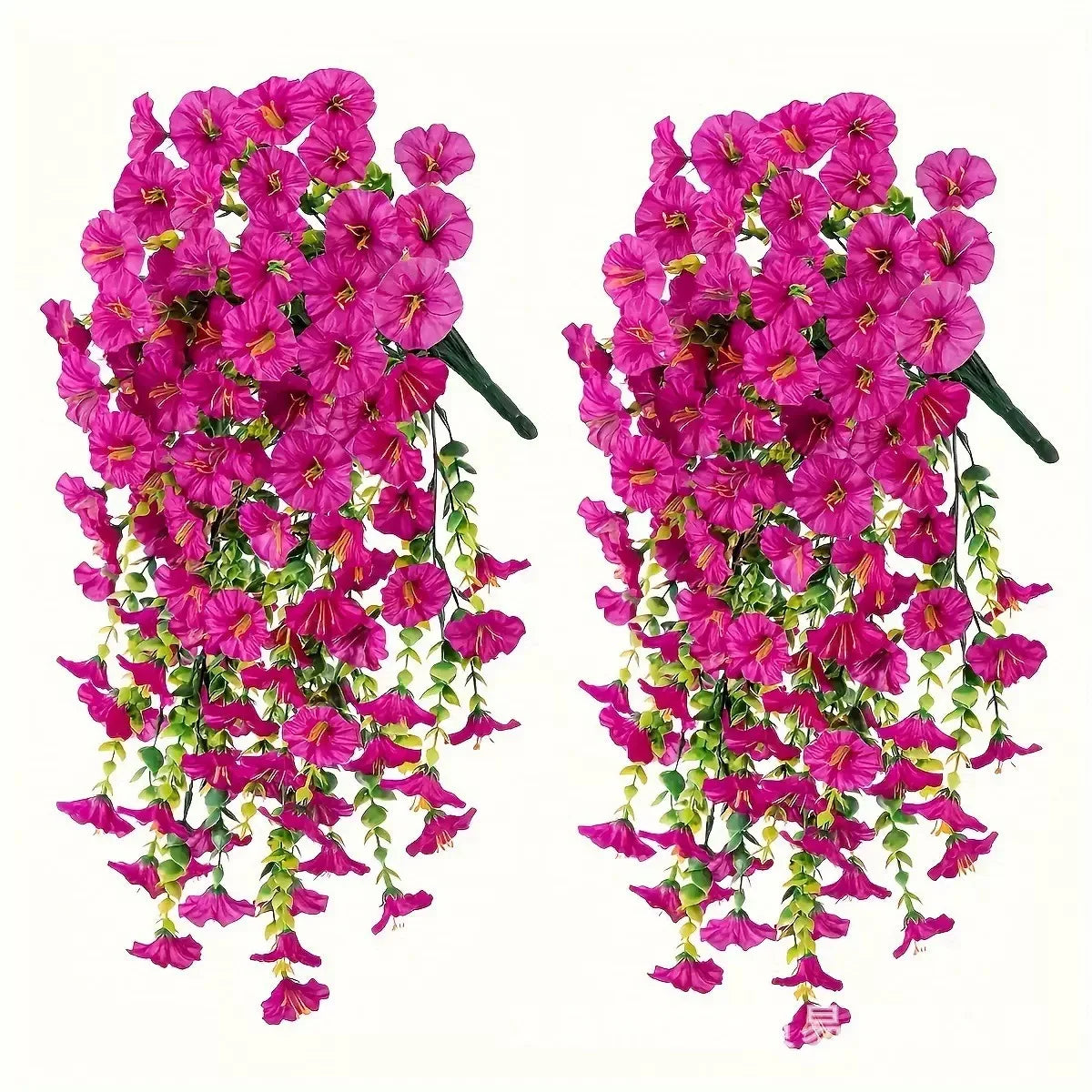 2pcs Artificial Flowers Fake Morning Glory Flowers Eucalyptus Leaves Hanging Flowers For Outdoor Party Wedding Garden Decoration
