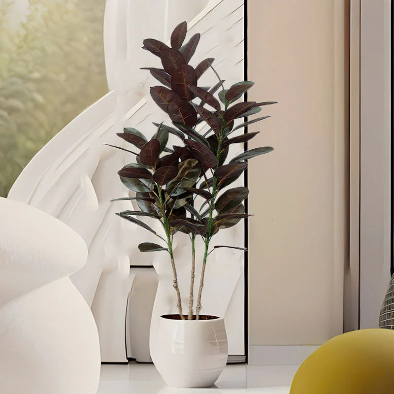13-70in Large Ficus Tree Artificial Rubber Tree Plastic Banyan Plants Real Touch Banyan Leaves For Home Garden Shop Office Decor